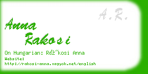 anna rakosi business card